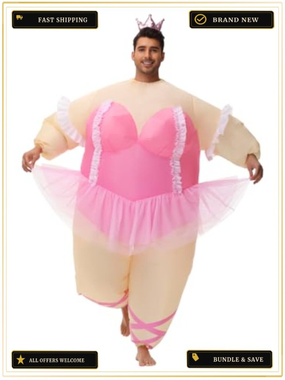 Adult Inflatable Ballet Costume Polyester Funny Blow Up Halloween Party Role